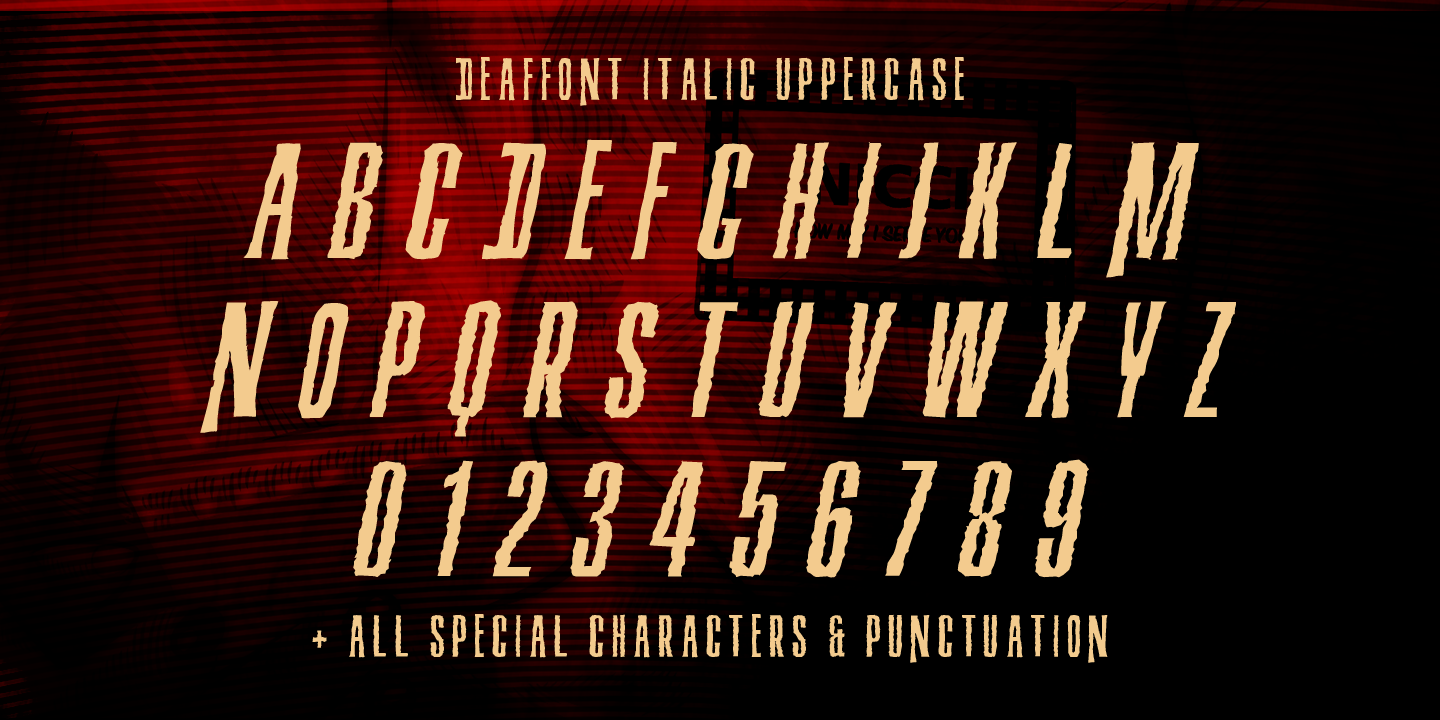 Beispiel einer Deaffont Italic-Schriftart